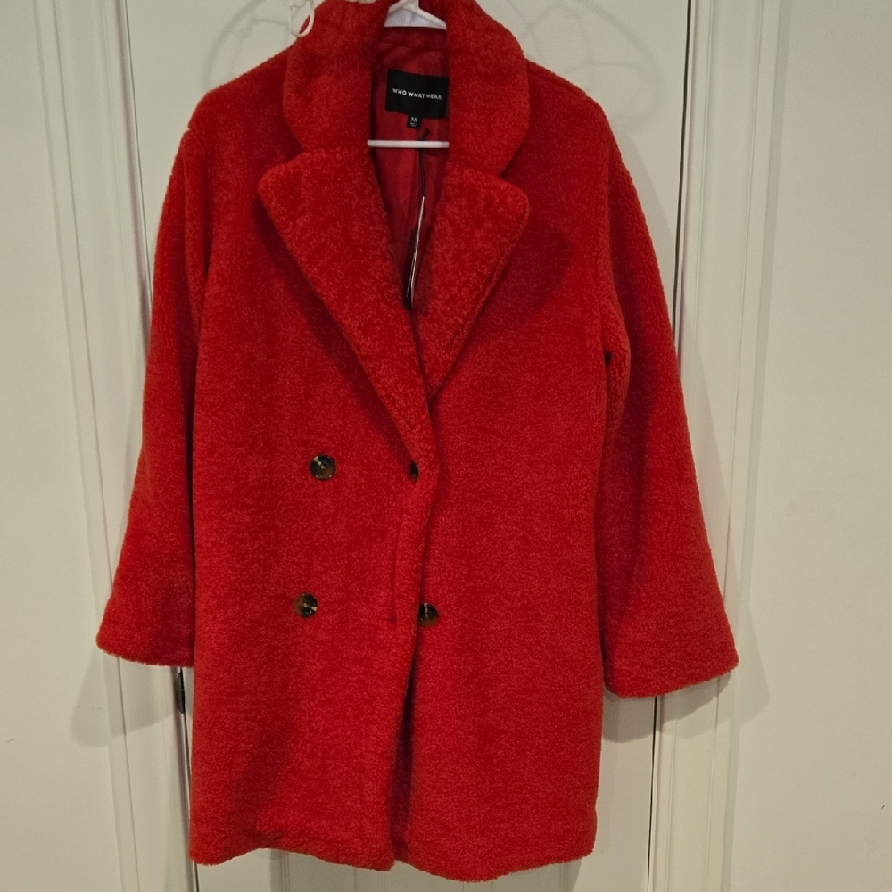 Women's Cherry Red Double-Breasted Coat NWT